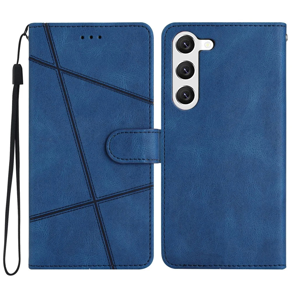 For Samsung Galaxy S24+ Case Magnetic Clasp Wallet Leather Cover - Blue - 1