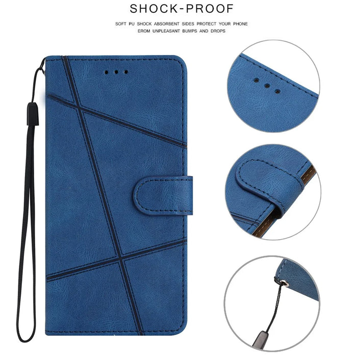 For Samsung Galaxy S24+ Case Magnetic Clasp Wallet Leather Cover - Blue - 5