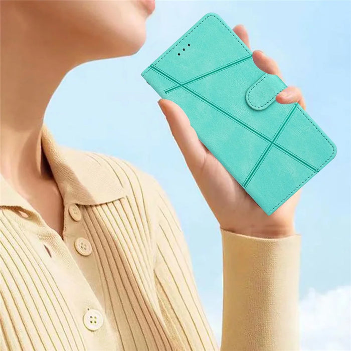 For Samsung Galaxy S24 Case PU Leather Wallet Imprinted Phone Cover - Green - 6