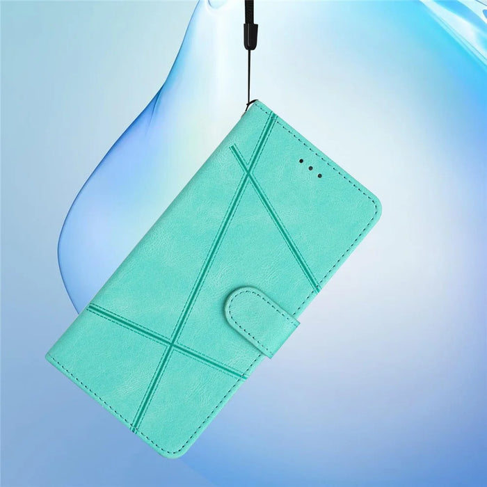 For Samsung Galaxy S24 Case PU Leather Wallet Imprinted Phone Cover - Green - 7