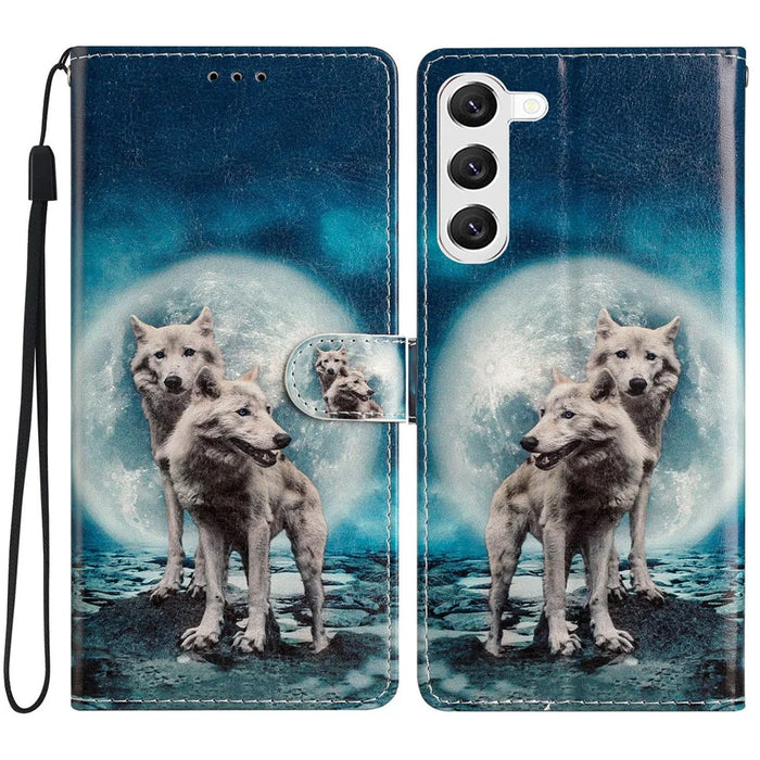 For Samsung Galaxy S24+ Case Pattern Printing PU Leather Wallet Phone Cover - Two Wolves - 1