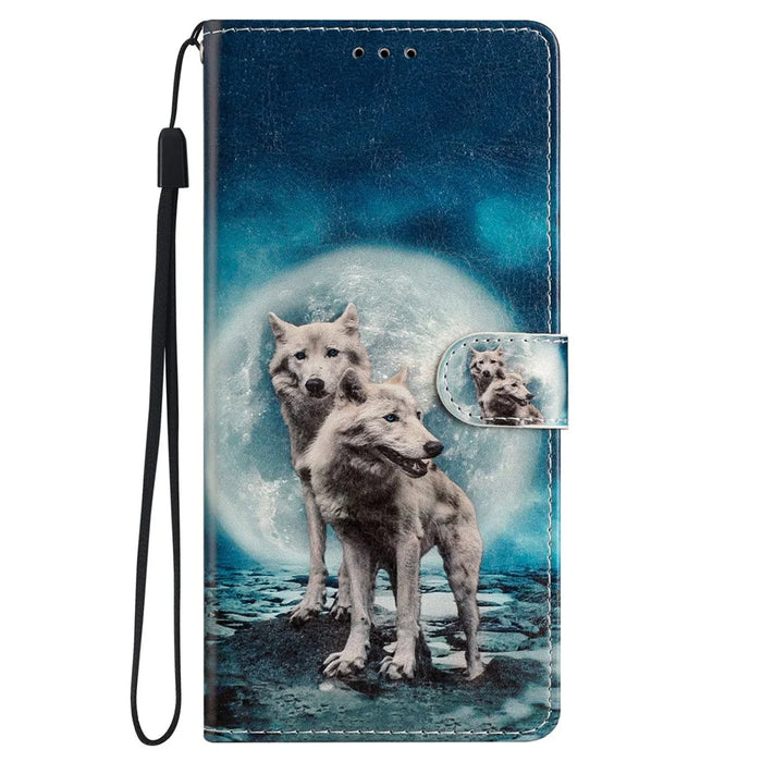 For Samsung Galaxy S24+ Case Pattern Printing PU Leather Wallet Phone Cover - Two Wolves - 7