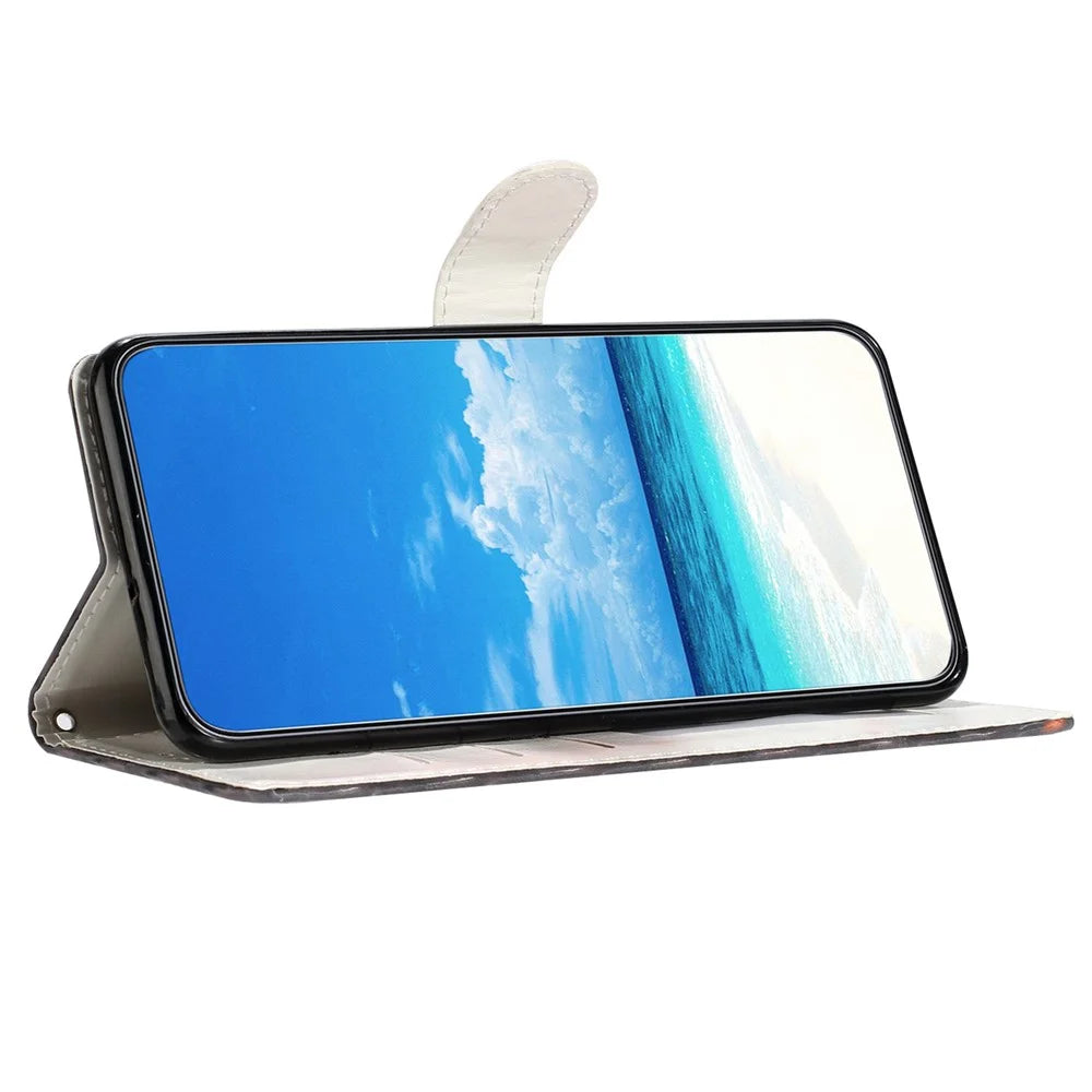 For Samsung Galaxy S24 Ultra Case PU Leather Wallet 3D Pattern Phone Cover - Pink Blue Marble - 3
