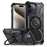 For iPhone 15 Pro Max Magnetic Case Kickstand PC+TPU Phone Cover - Black - 1