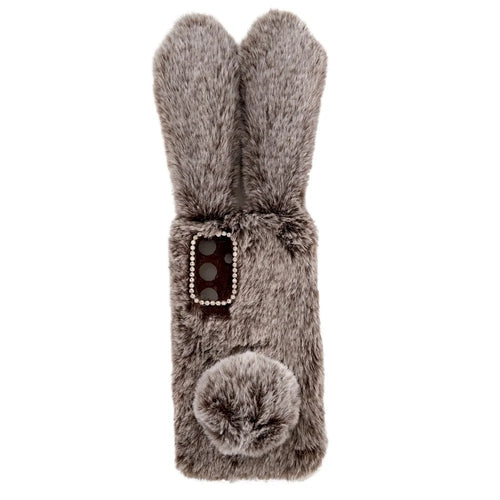 For Samsung Galaxy S24+ Case 3D Bunny Ears Fuzzy Winter Warm Phone Cover - Brown - 1