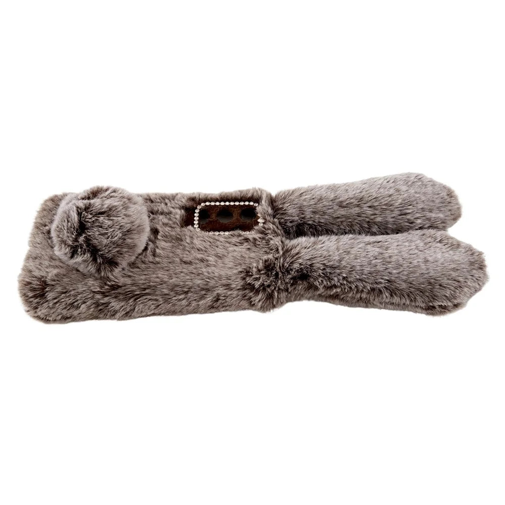 For Samsung Galaxy S24+ Case 3D Bunny Ears Fuzzy Winter Warm Phone Cover - Brown - 4