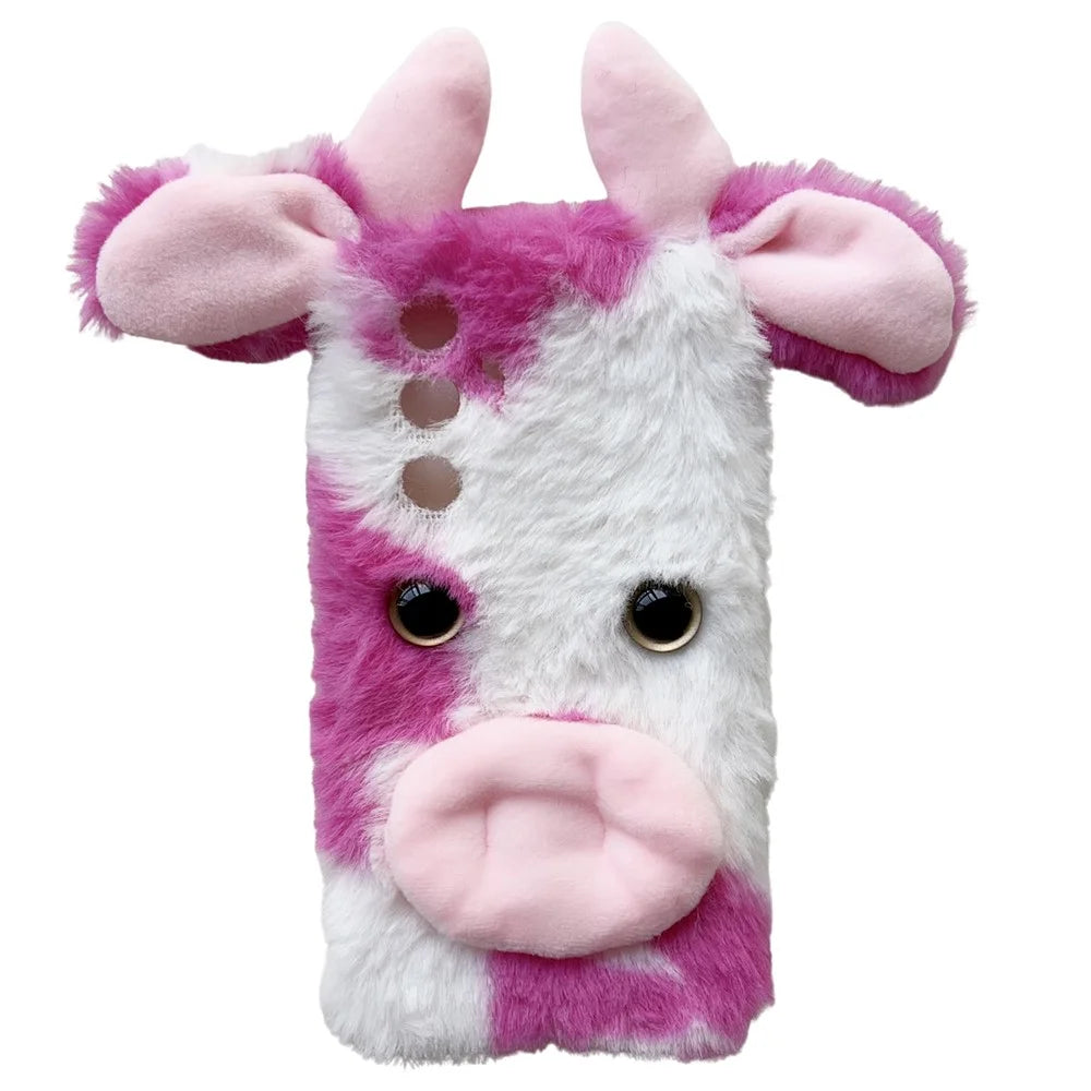 For Samsung Galaxy S24 Case Cute Stylish Cows Ear Furry Soft TPU Case - Rose - 1