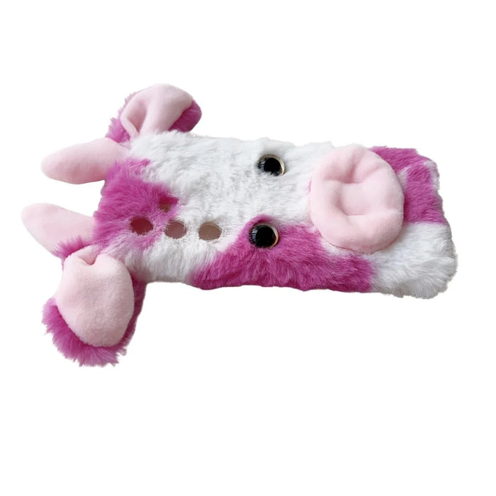 For Samsung Galaxy S24 Case Cute Stylish Cows Ear Furry Soft TPU Case - Rose - 3