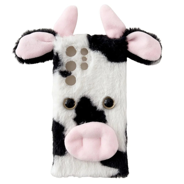 For Samsung Galaxy S24 Ultra Slim Case Fluffy Cows Ear Soft TPU Phone Case - Black - 1
