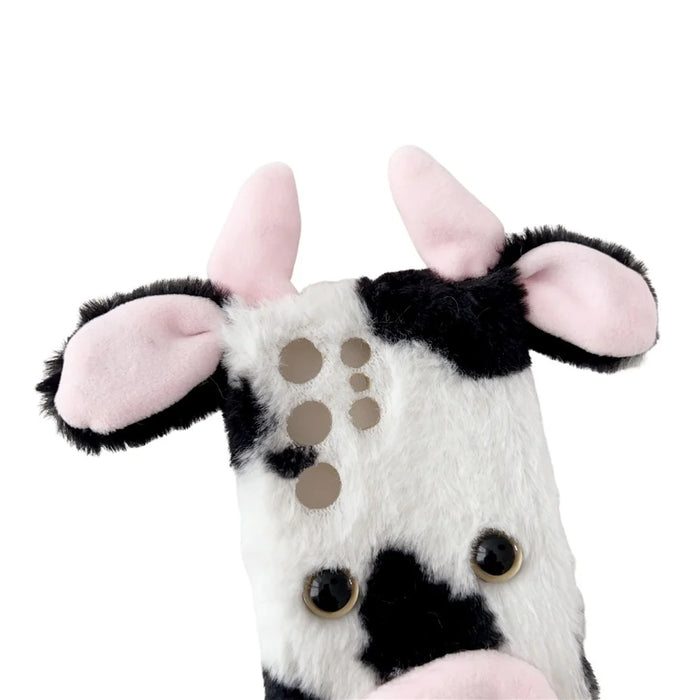 For Samsung Galaxy S24 Ultra Slim Case Fluffy Cows Ear Soft TPU Phone Case - Black - 3
