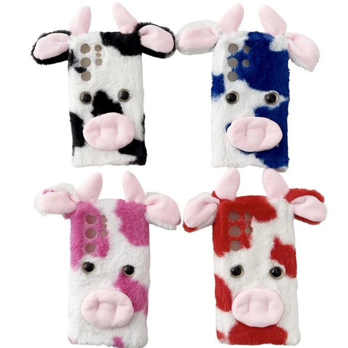 For Samsung Galaxy S24 Ultra Slim Case Fluffy Cows Ear Soft TPU Phone Case - Black - 5