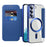 For Samsung Galaxy S22 5G Magnetic Case RFID Blocking Phone Leather Cover - Sapphire - 2
