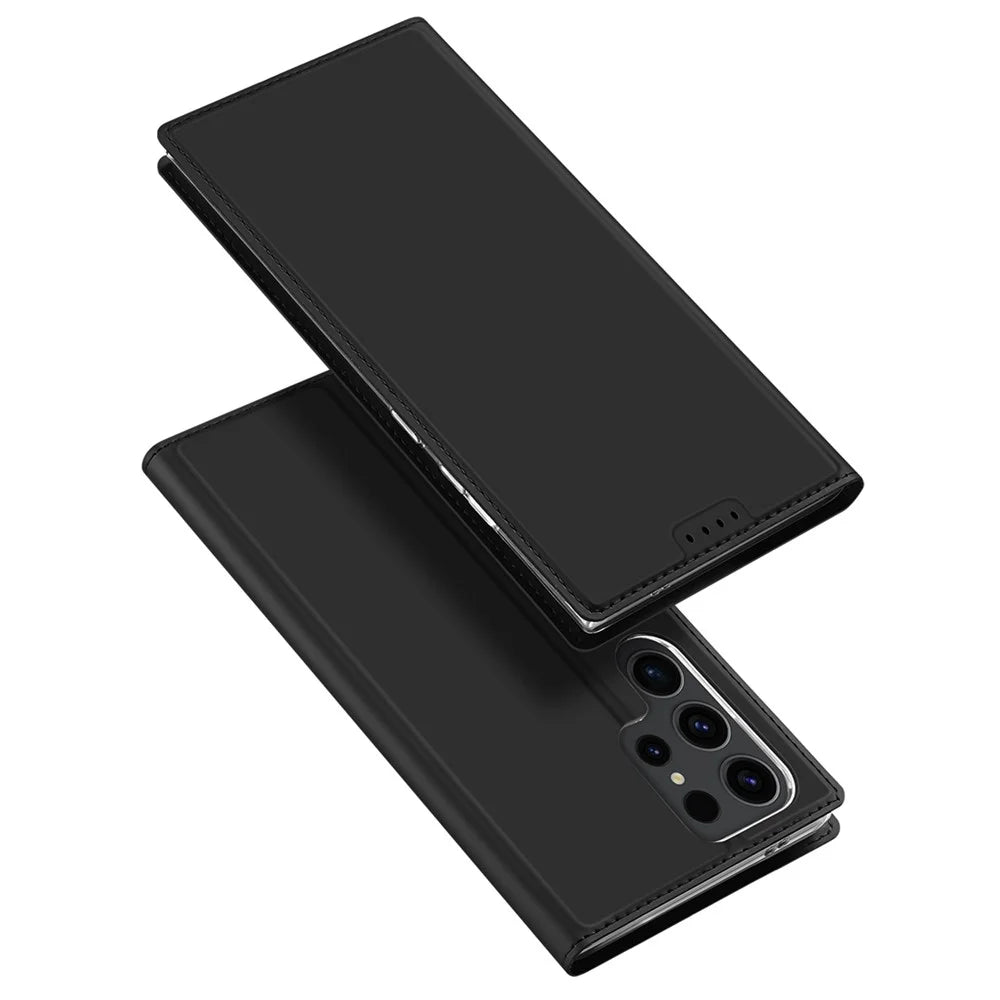 DUX DUCIS Skin Pro Series For Samsung Galaxy S24 Ultra Leather Stand Cover Card Holder (Non-magnetic) - Black - 1