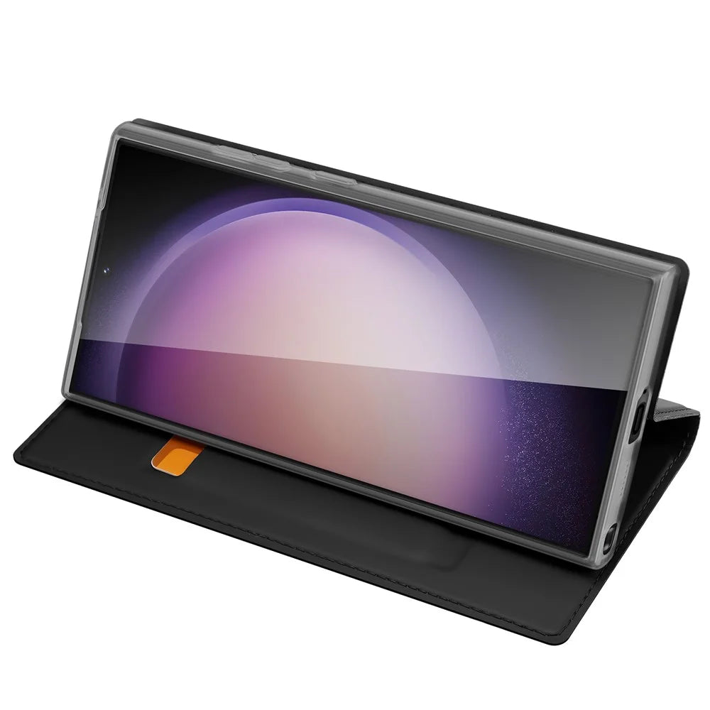 DUX DUCIS Skin Pro Series For Samsung Galaxy S24 Ultra Leather Stand Cover Card Holder (Non-magnetic) - Black - 3