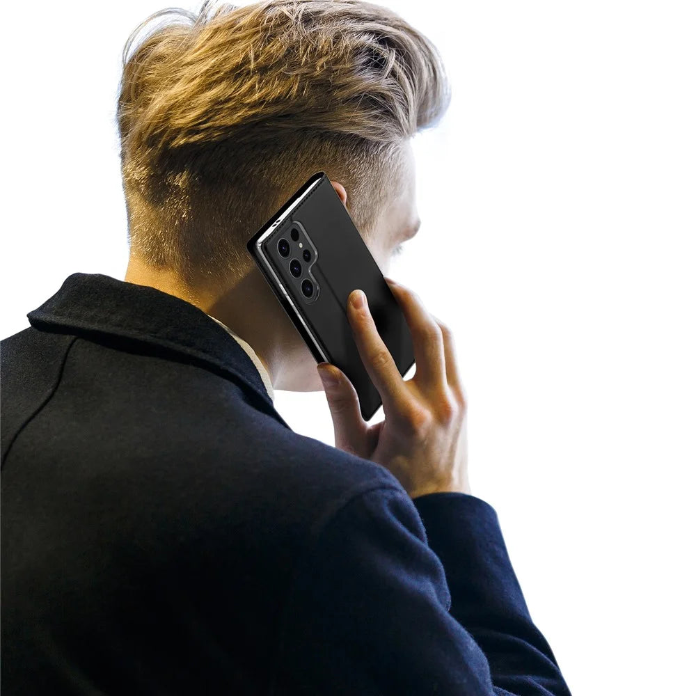 DUX DUCIS Skin Pro Series For Samsung Galaxy S24 Ultra Leather Stand Cover Card Holder (Non-magnetic) - Black - 7