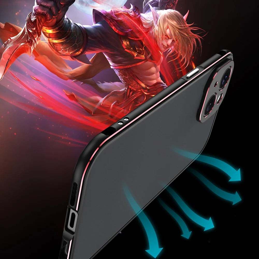 For iPhone 15 Case Metal Frame Bumper Phone Cover with Camera Lens Protection - Black+Red - 5