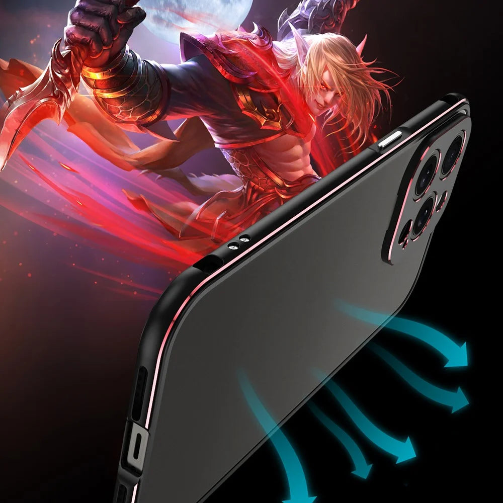 For iPhone 15 Pro Max Case Metal Frame Slim Smart Phone Cover with Camera Lens Guard - Blue+Silver - 5