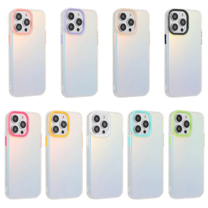 For iPhone 15 Pro Max Case PC+TPU Phone Protector Anti-drop Laser Matte Protective Cover - Light Pink - 5