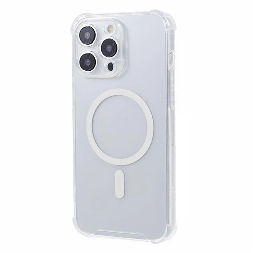 For iPhone 15 Pro Magnetic Case Four Corner Anti-drop TPU Cover Compatible with MagSafe - Transparent - 1