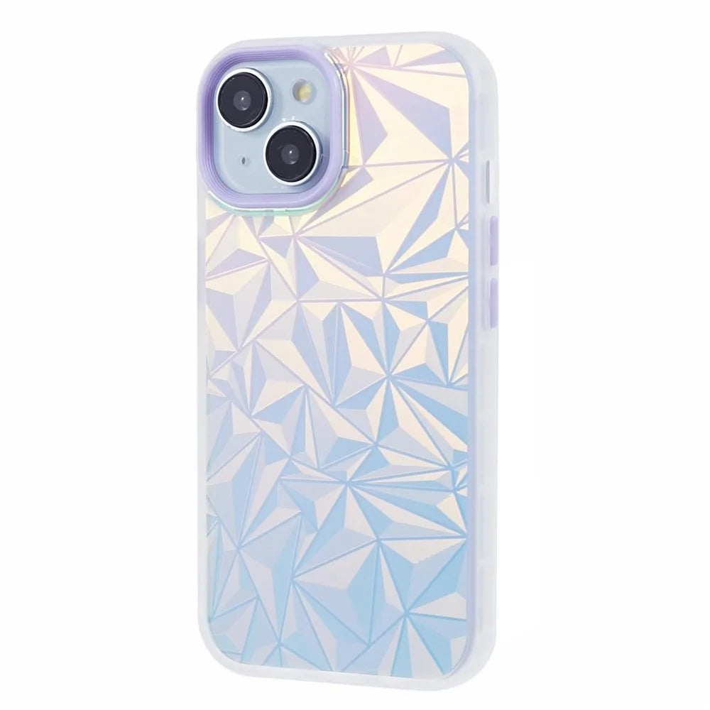 For iPhone 14 TPU+PC Phone Case Laser Diamond Texture Anti-drop Cover - Purple - 1