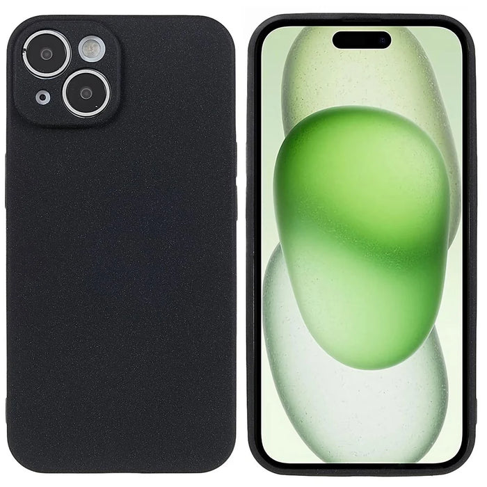 For iPhone 15 TPU Case Anti-scratch Double-Sided Matte Phone Back Cover - Black - 1