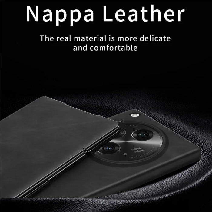 For OnePlus Open Folding Case Nappa Texture Stand Leather + PC Phone Cover - Black - 4