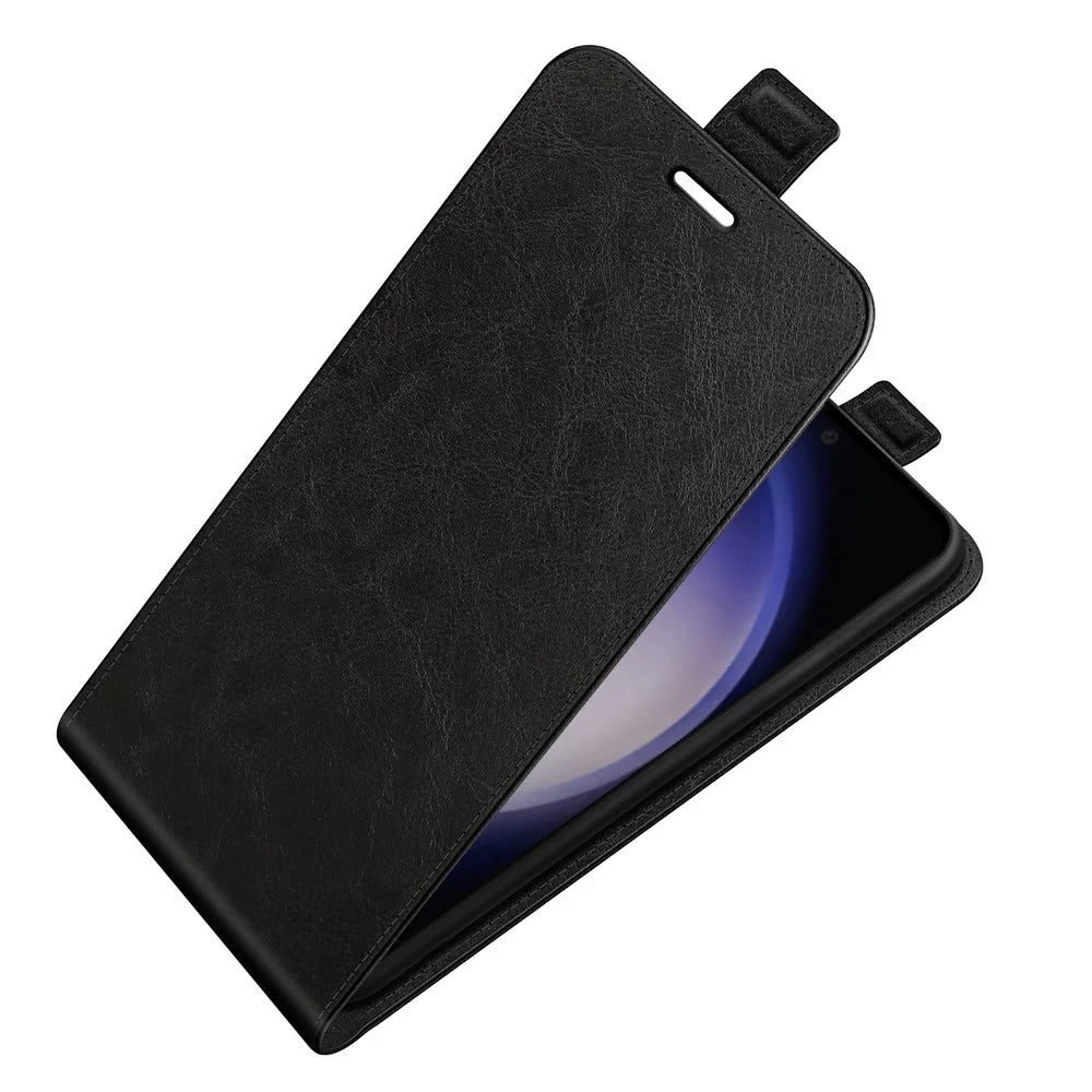 For Samsung Galaxy S24 Case Vertical Flip Leather Card Slot Phone Cover - Black - 3