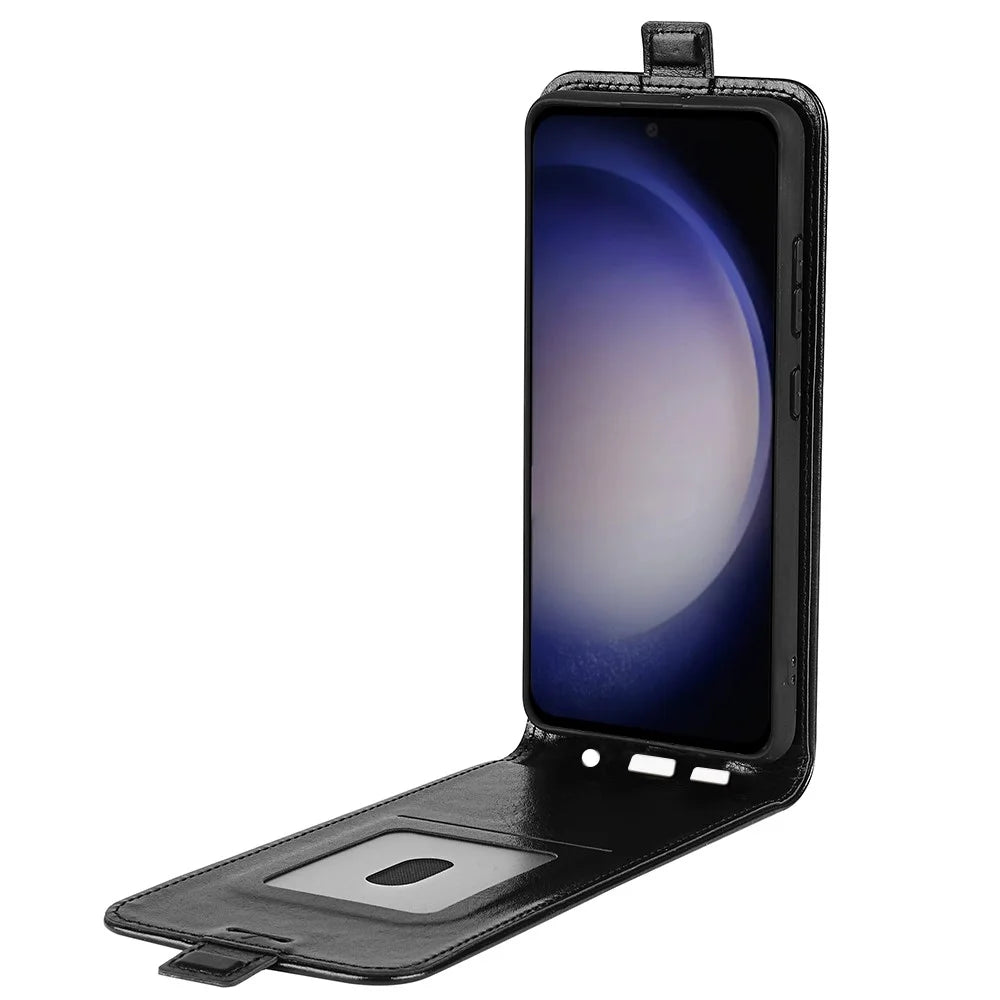 For Samsung Galaxy S24 Case Vertical Flip Leather Card Slot Phone Cover - Black - 4
