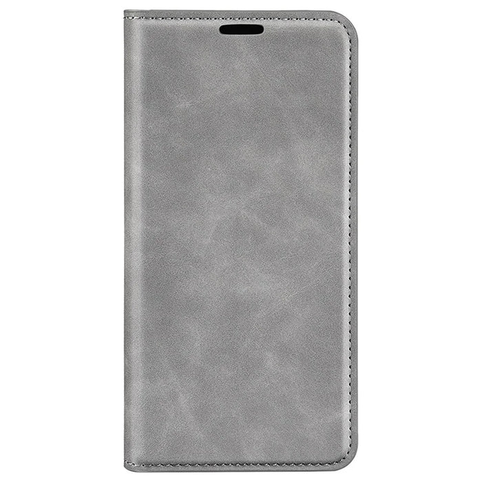 For Samsung Galaxy S24+ Case Skin-touch Leather Wallet Phone Cover - Grey - 5