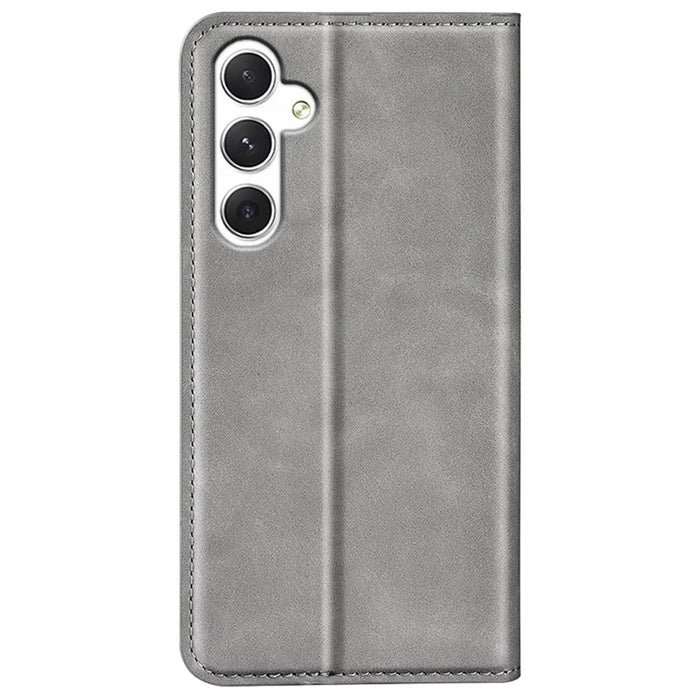 For Samsung Galaxy S24+ Case Skin-touch Leather Wallet Phone Cover - Grey - 6