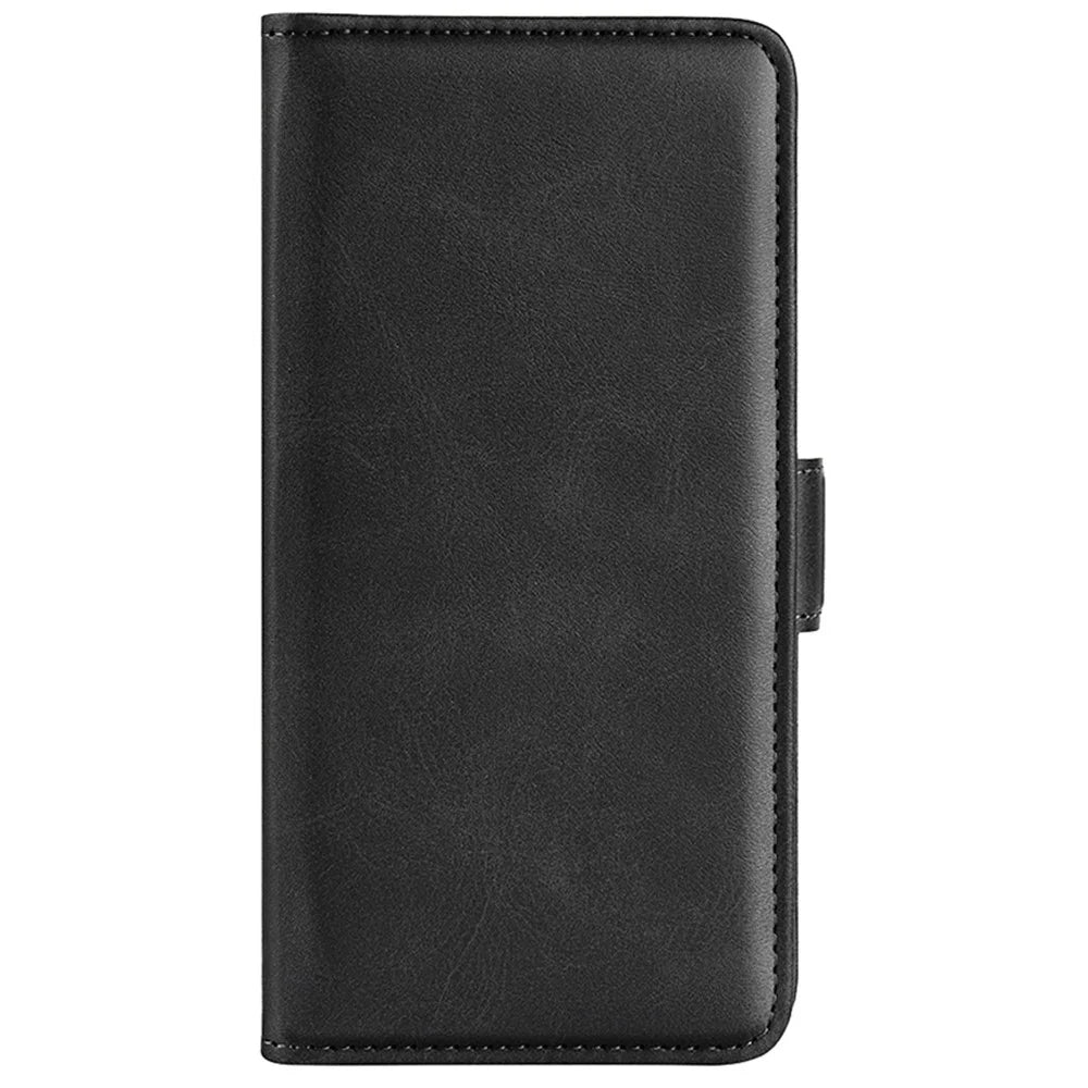 For Samsung Galaxy S24 Case PU Leather Dual Magnetic Clasp Protective Cover - Black - 7