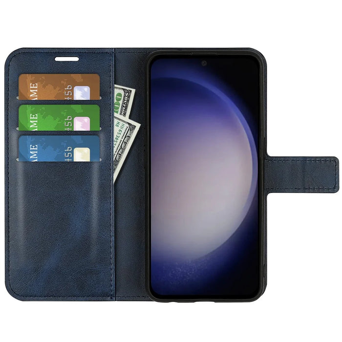 For Samsung Galaxy S24+ Case PU Leather Flip Stand Wallet Phone Cover - Blue - 2
