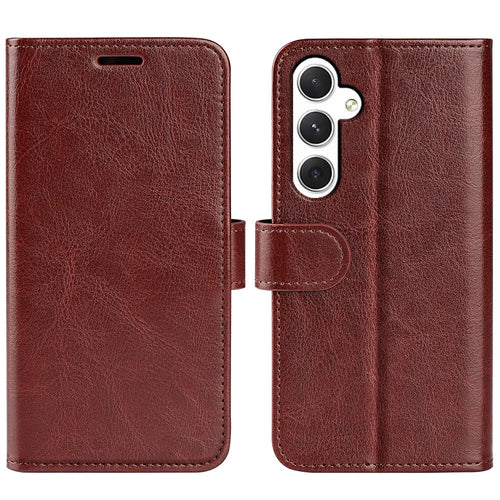 For Samsung Galaxy S24+ Case Crazy Horse Texture Magnetic Flip Phone Cover - Brown - 1