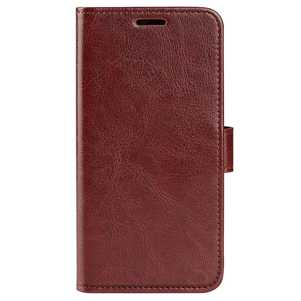 For Samsung Galaxy S24+ Case Crazy Horse Texture Magnetic Flip Phone Cover - Brown - 5