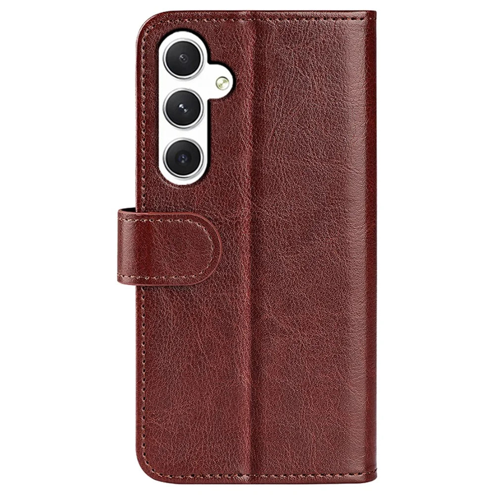 For Samsung Galaxy S24+ Case Crazy Horse Texture Magnetic Flip Phone Cover - Brown - 6