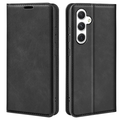 For Samsung Galaxy S24 Case Flip Wallet Skin-touch Phone Cover - Black - 1