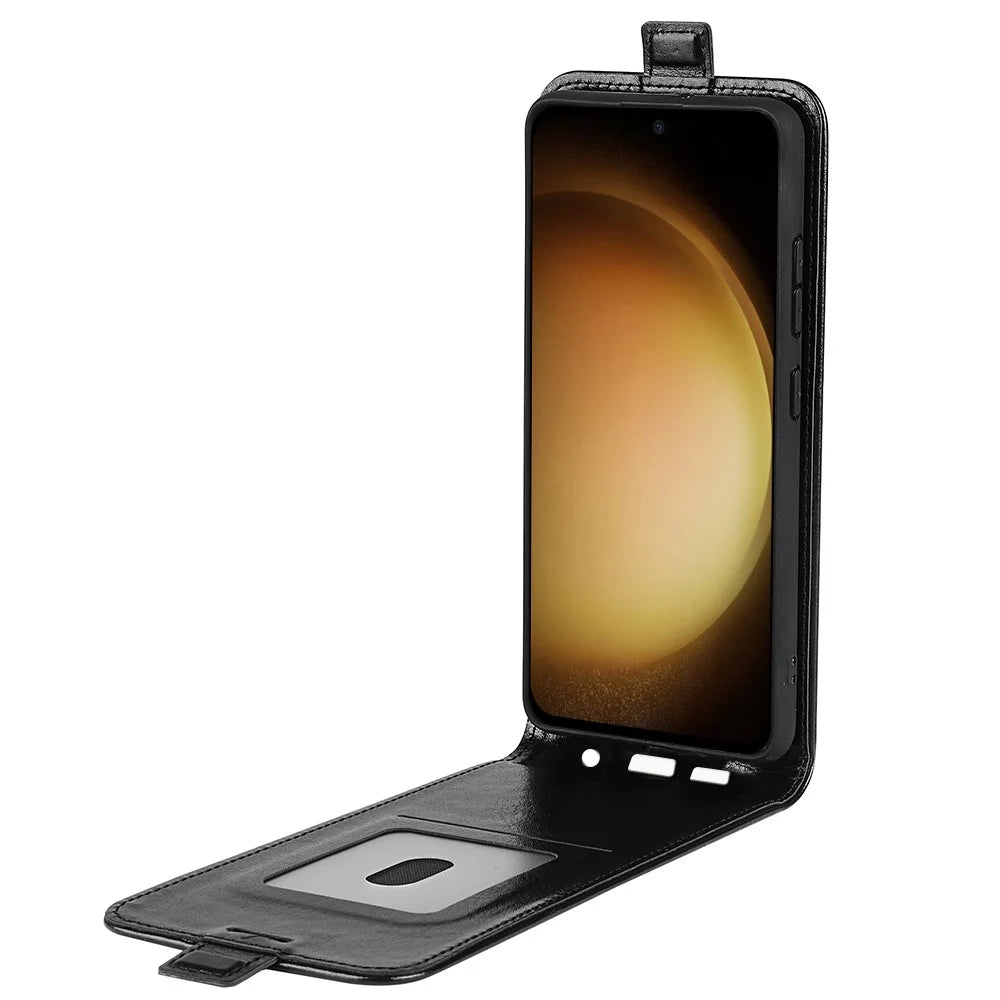 For Samsung Galaxy S24+ Case PU Leather Vertical Flip Phone Cover - Black - 2