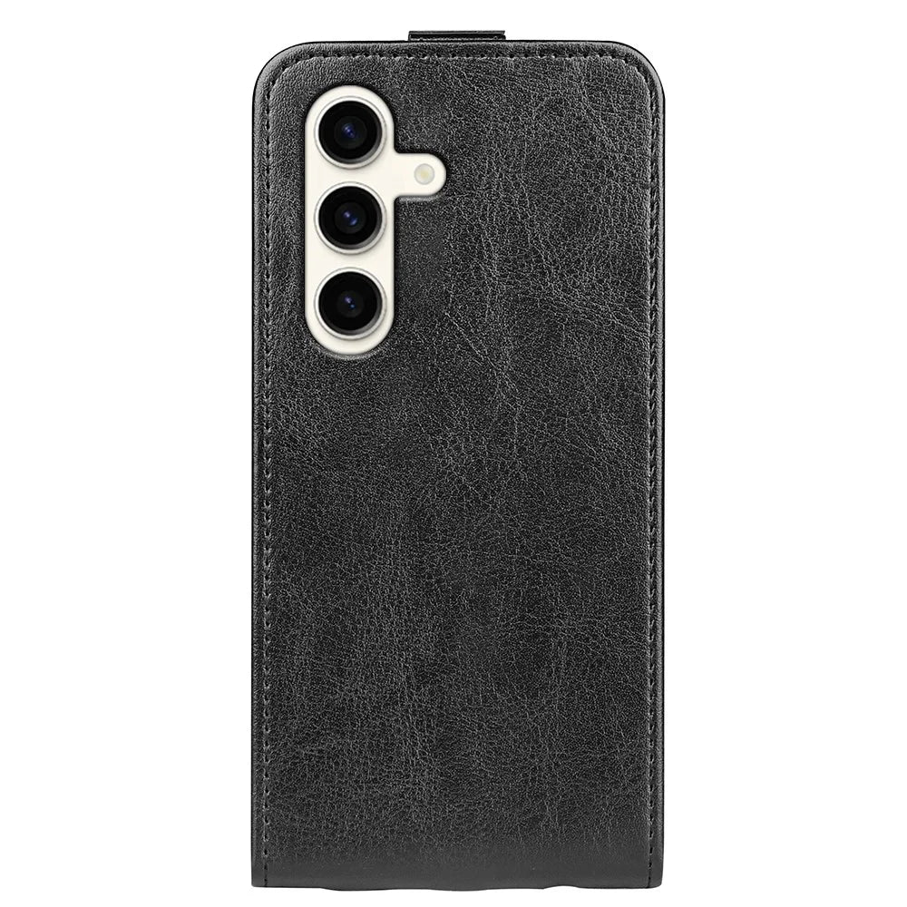 For Samsung Galaxy S24+ Case PU Leather Vertical Flip Phone Cover - Black - 6