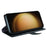 For Samsung Galaxy S24+ Case Genuine Split Leather Phone Cover with Wallet Stand - Black - 3
