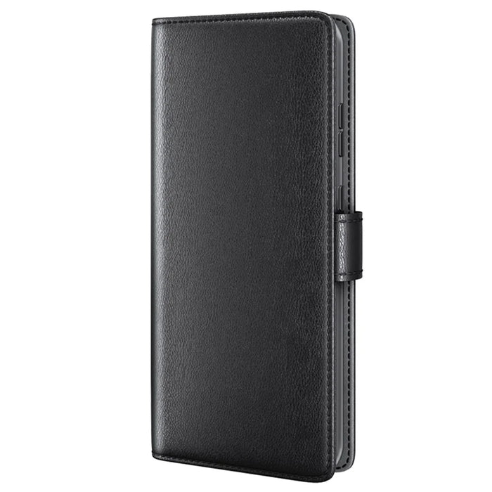 For Samsung Galaxy S24+ Case Genuine Split Leather Phone Cover with Wallet Stand - Black - 6
