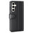 For Samsung Galaxy S24+ Case Genuine Split Leather Phone Cover with Wallet Stand - Black - 7