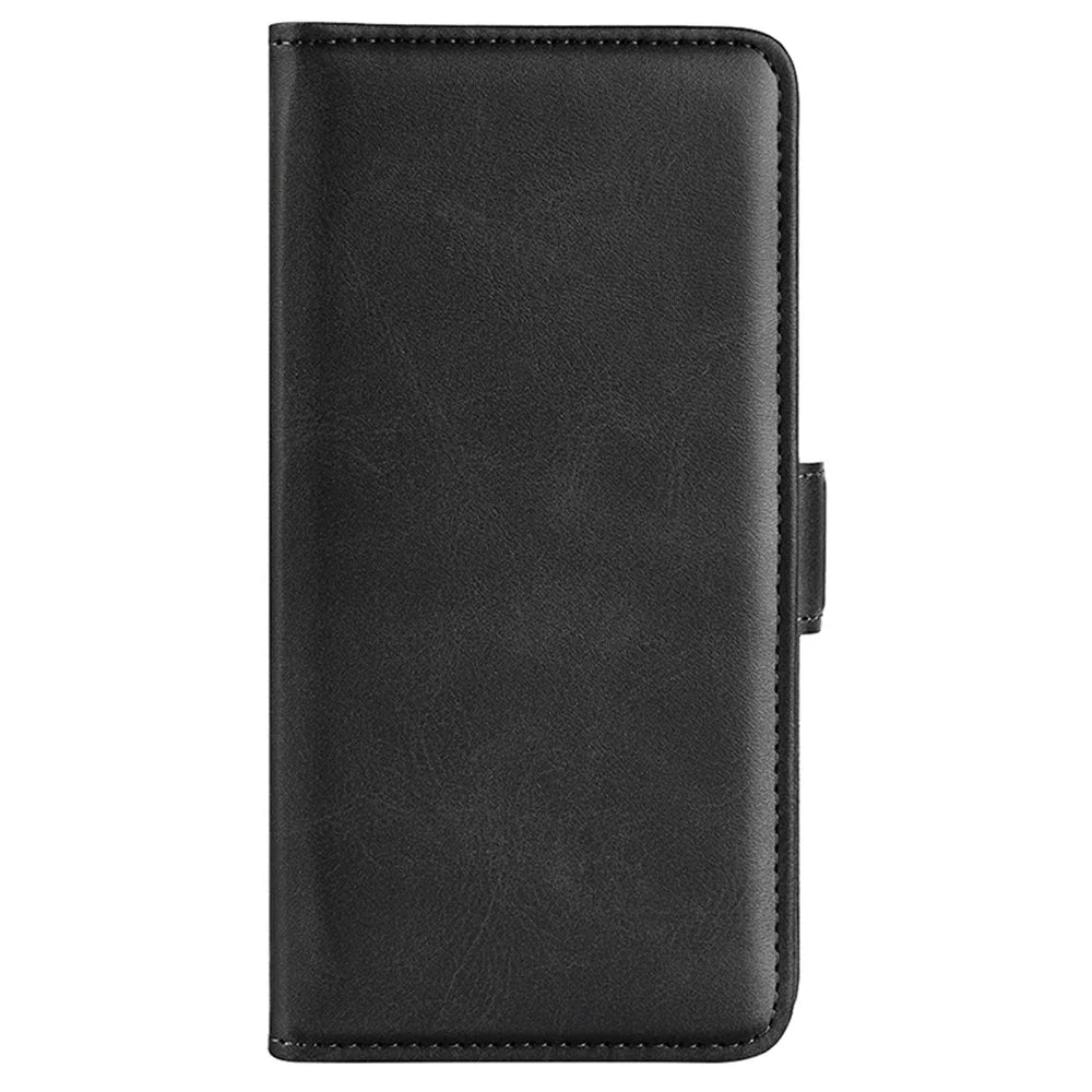 For Samsung Galaxy S24+ Case Dual Magnetic Clasp Folio PU Leather Phone Cover - Black - 6