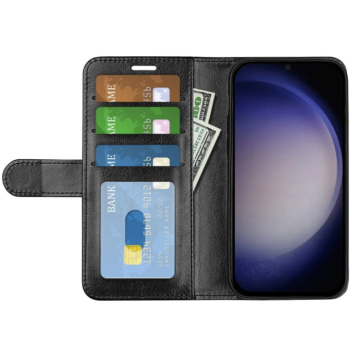 For Samsung Galaxy S24 Case Flip PU Leather Wallet Phone Cover - Black - 2