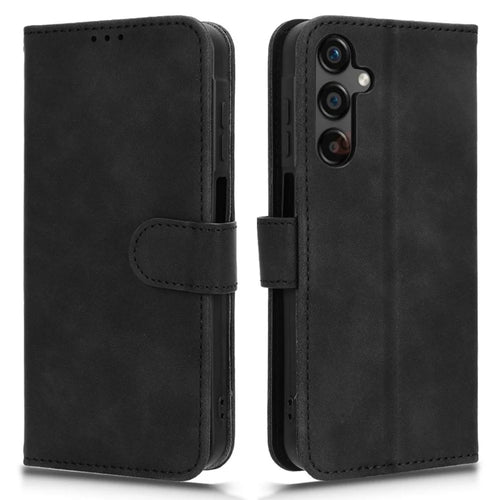 For Samsung Galaxy A25 5G (Global) (161.0 x 76.5 x 8.3mm)  Skin-touch Case Scratch-resistant Leather Wallet Phone Cover - Black - 1