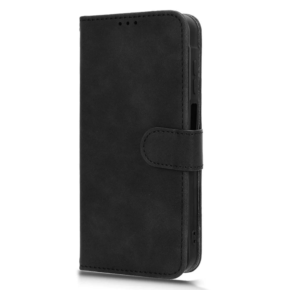 For Samsung Galaxy A25 5G (Global) (161.0 x 76.5 x 8.3mm)  Skin-touch Case Scratch-resistant Leather Wallet Phone Cover - Black - 6