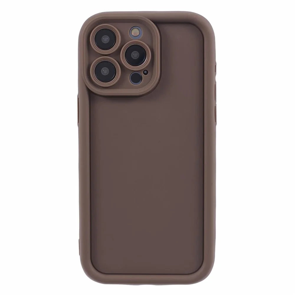 For iPhone 15 Pro Max TPU Case Camera Protection Matte Phone Cover - Light Brown - 3