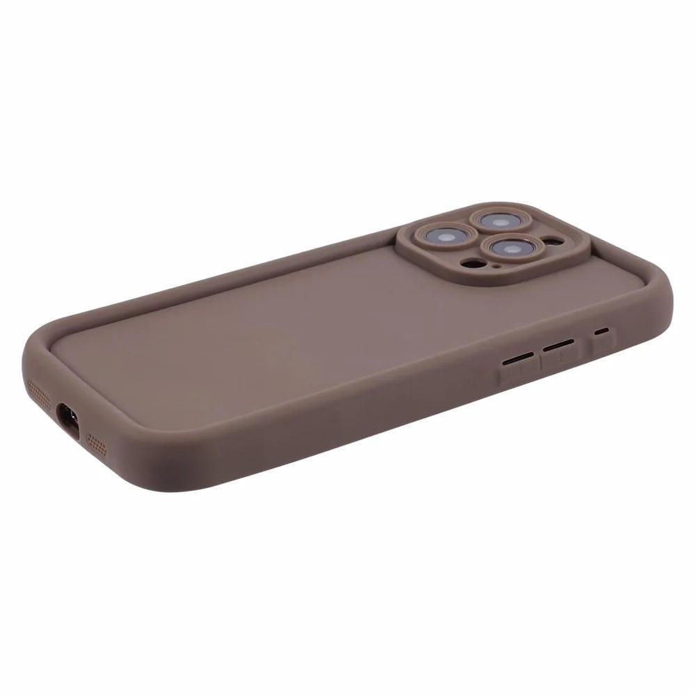 For iPhone 15 Pro Max TPU Case Camera Protection Matte Phone Cover - Light Brown - 4