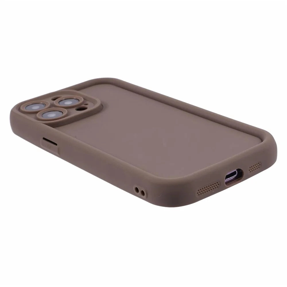 For iPhone 15 Pro Max TPU Case Camera Protection Matte Phone Cover - Light Brown - 5