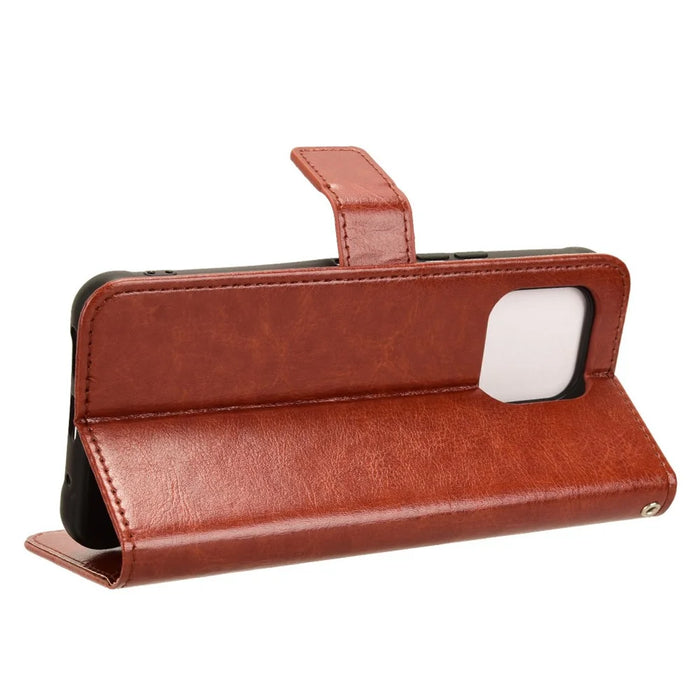 For Umidigi G5 / G5A Case Crazy Horse Texture Stand Flip Phone Cover - Brown - 3