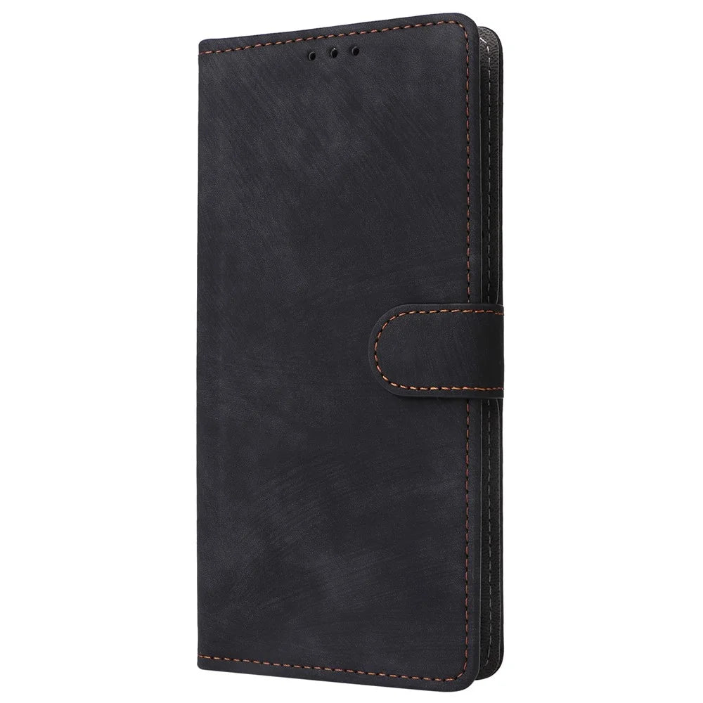 For ZTE Blade A33S Leather Case RFID Blocking Phone Cover with Strap - Black - 6